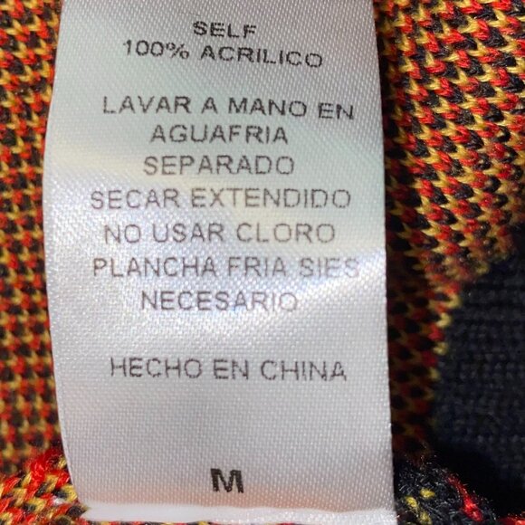 Women's Acrylic Long Sleeve Top w/ Flame Designs - Black/Yellow/Red - Rehab Lab - Picture 6 of 7